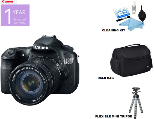 Canon EOS 60D DSLR Camera w/Canon 18-135mm EF-S IS Lens USA