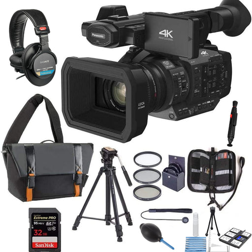 Panasonic HC-X1 4K Ultra HD Professional Camcorder with full size tripod, Sandisk Extreme Pro 32GB Memory Card Package Bundle