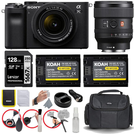 Sony Alpha a7C Mirrorless Digital Camera with 28-60mm Lens &amp; and FE 24mm F/1.4 Lens (Black) Accessories Starter Bundle