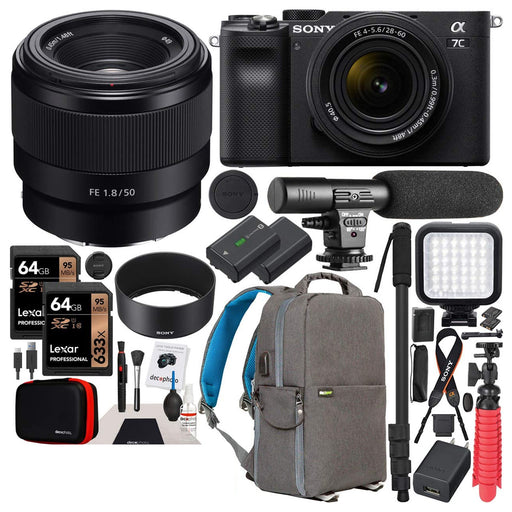 Sony Alpha a7C Mirrorless Digital Camera with 28-60mm Lens &amp; 50mm F1.8 Lens Deluxe Bundle