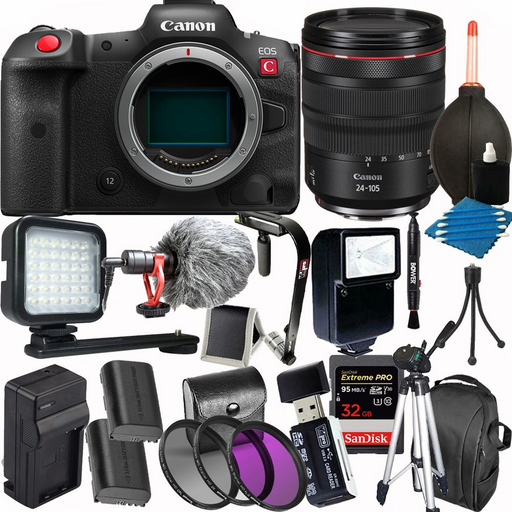 Canon EOS R5 C Mirrorless Digital Camera with 24-105mm f/4L Lens Deluxe Bundle with Sandisk 32GB Extreme PRO Deluxe Bundle