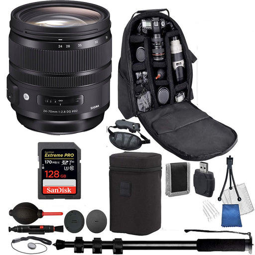 Sigma 24-70mm f/2.8 DG OS HSM Art Lens for Canon EF W/ 128 Extreme Pro Memory Card &amp; More