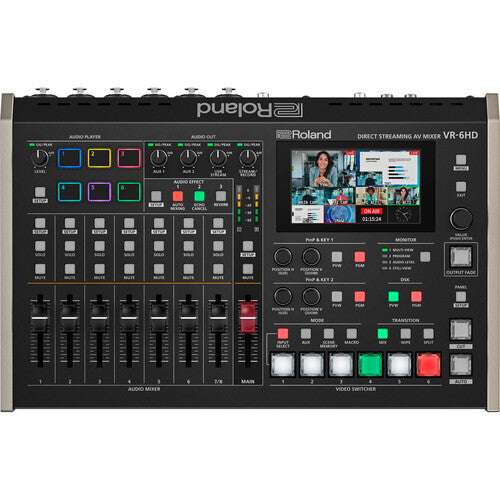 Roland VR-6HD Direct Streaming AV Mixer Bundle with Sony Headphones + Micro Converter & Cable KIT