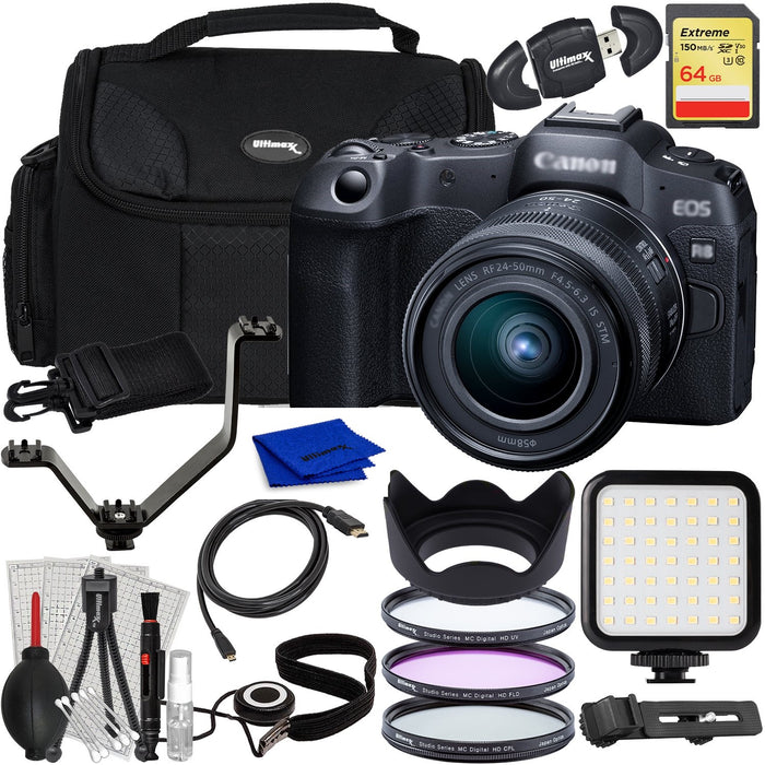 Canon EOS R8 with RF 24-50mm f/4.5-6.3 Lens Kit - Includes: 64GB Extreme SDXC, 3PC Protective Filter Kit + More (27pc Bundle)