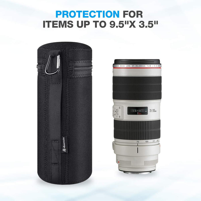 Powerextra 4 Pack Zipper Lens Pouch Case,Thick Neoprene Protective Lens Case for DSLR Camera Lens