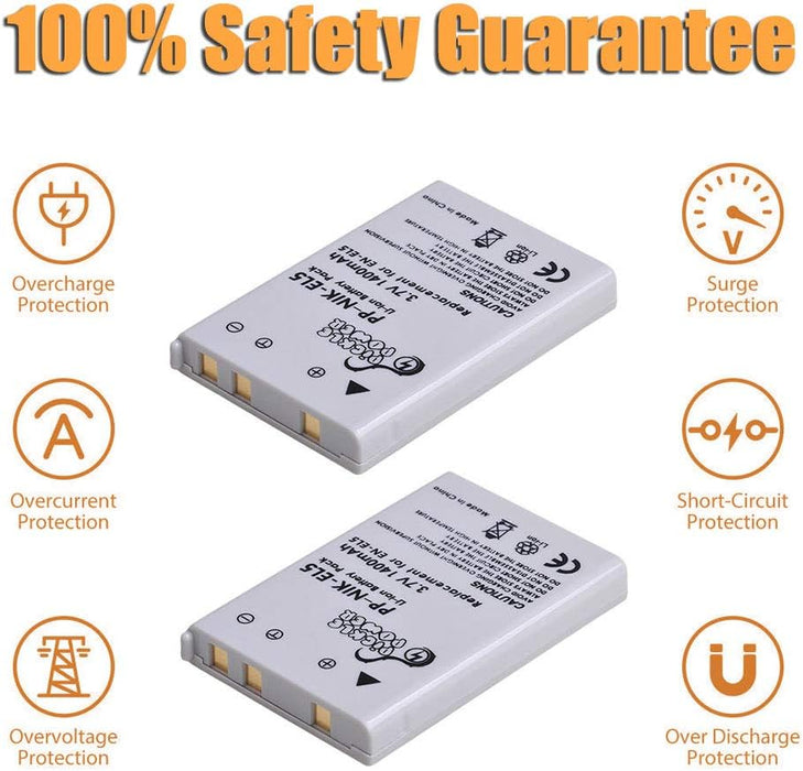 NJA Battery 2 Pack + 2 Charger Kit Replacement for Nikon EN-EL5, MH-61 and Nikon Coolpix 3700, 4200, 5200, 5900, 7900, P3, P4, P80, P90, P100, P500, P510, P520, P530, P5000, P5100, P6000, S10 Cameras