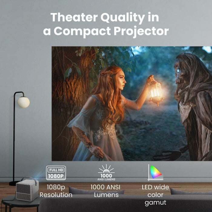 BenQ GP100A Back Yard Outdoor Projector, 1080p & 1000 ANSI Lumens, Perfect Day and Night, Built-in Netflix and Android TV 11, Autofocus & Auto 2D Keystone, 20W Speaker, Chromecast & AirPlay, white