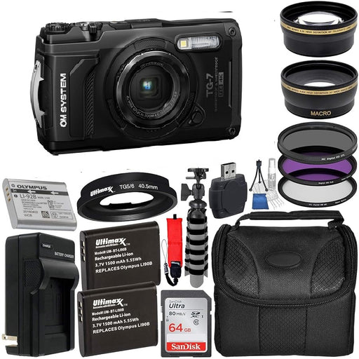 Olympus OM SYSTEM Tough TG-7 Digital Camera Deluxe Bundle - NJ Accessory/Buy Direct & Save