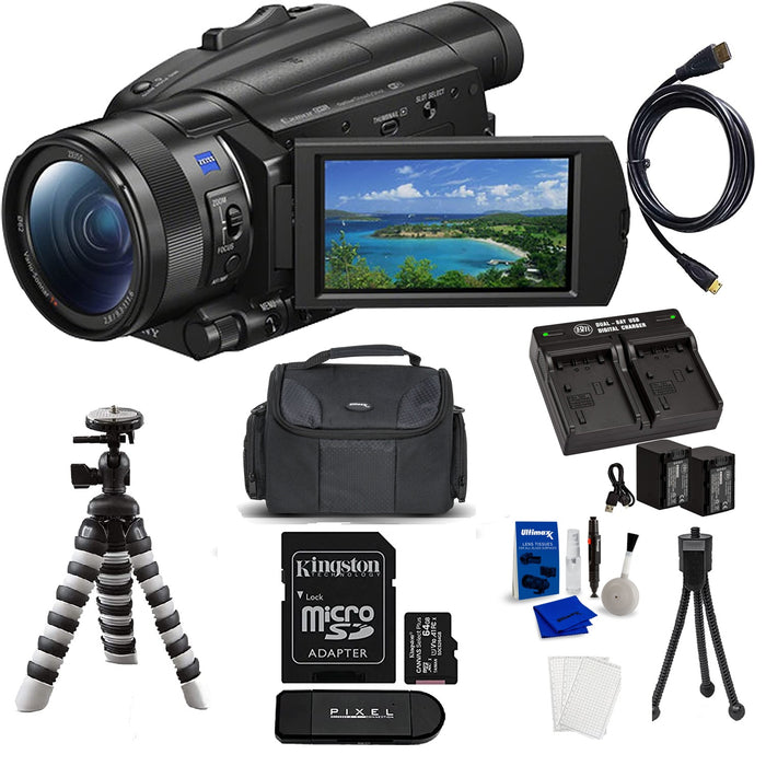 Sony FDR-AX700 4K Video Camera with 2X Battery + AC/DC Charger + 128GB SDXC Card + Gadget Bag + Flexible Tripod + More  AX700 Camcorder - NJ Accessory/Buy Direct & Save