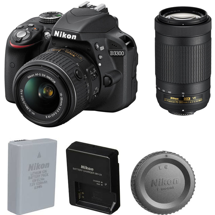 Nikon D3300/D3500 DSLR Camera with 18-55mm VR II and 70-300mm VR Lenses