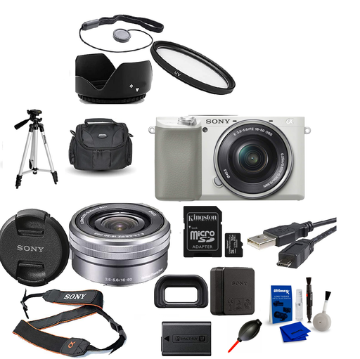 Sony Alpha a6100 (White) Mirrorless Digital Camera with 16-50mm Lens + 32GB Card, Tripod, Case, and More - NJ Accessory/Buy Direct & Save