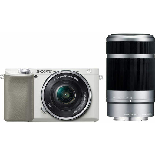 Sony A6100 Mirrorless Camera with E PZ 16-50mm f/3.5-5.6 OSS White, E 55-210mm f/4.5-6.3 OSS + 64Gb Memory Card + Professional Accessory Bundle - NJ Accessory/Buy Direct & Save