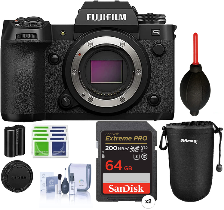 Fujifilm X-H2S Mirrorless Camera Body (Black) Bundle with Extra Accessories (X2) 64gb Memory Card) & More