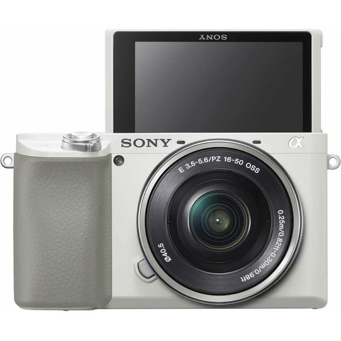 Sony A6100 Mirrorless Camera with E PZ 16-50mm f/3.5-5.6 OSS White, E 55-210mm f/4.5-6.3 OSS + 64Gb Memory Card + Professional Accessory Bundle