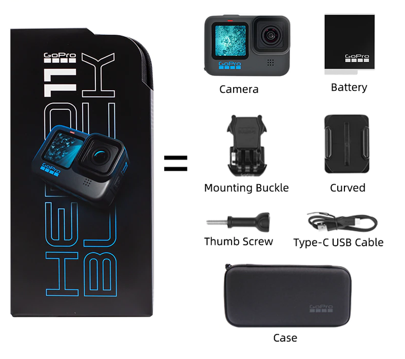 GoPro HERO11 Black Mini Hero 11 Mega Accessory Kit w Monopod Tripod 128 GB Bundle - NJ Accessory/Buy Direct & Save