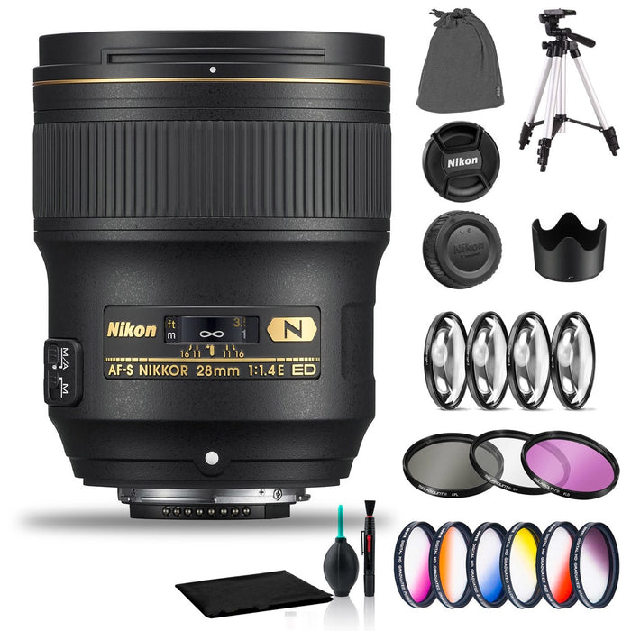 Nikon AF-S NIKKOR 28mm f/1.4E ED Lens Premium Bundle - NJ Accessory/Buy Direct & Save