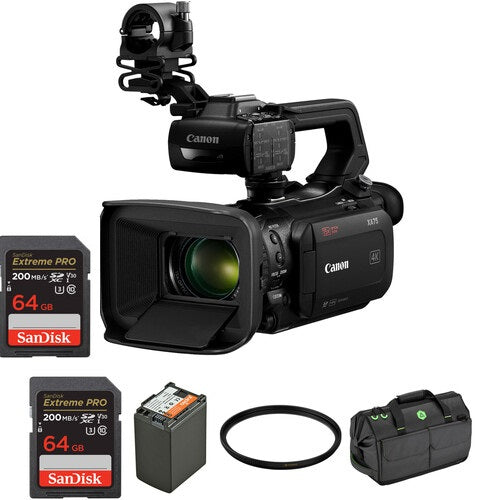 Canon XA75 UHD 4K Camcorder Kit with BP-828 Battery, 2 64GB Cards, UV Filter & Bag