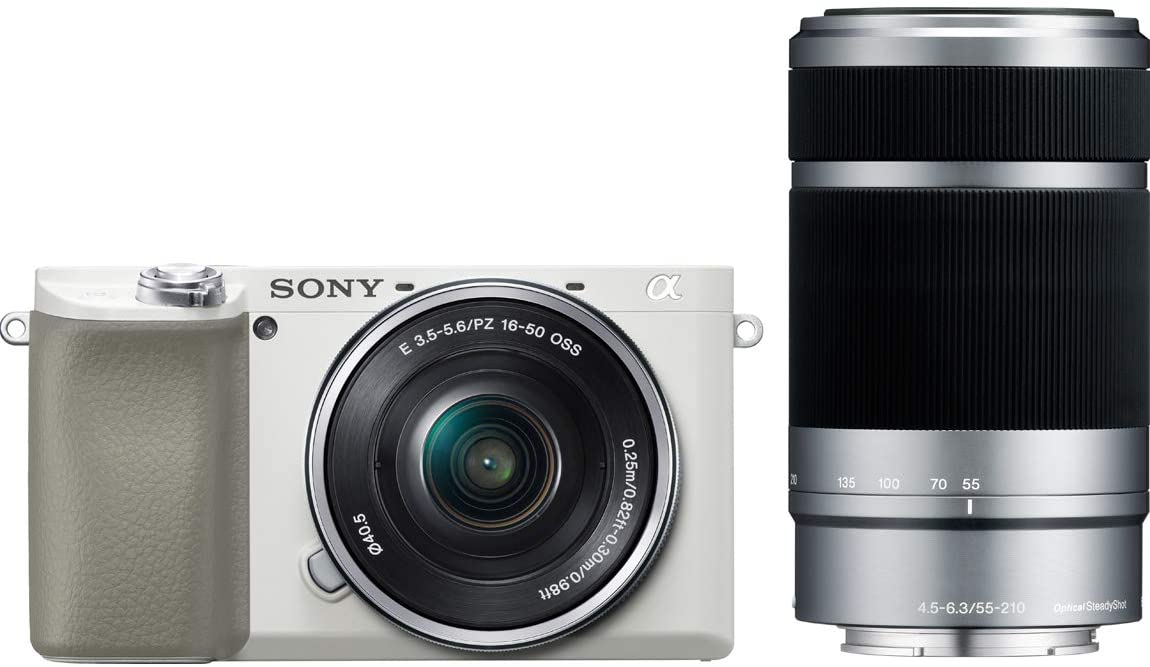 Sony a6100 Mirrorless Camera with 16-50mm and 55-210mm Lenses - White + More