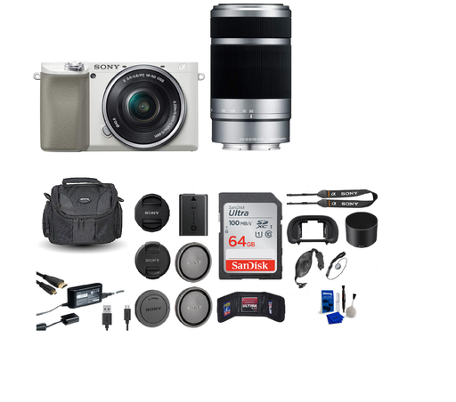 Sony a6100 Mirrorless Camera with 16-50mm and 55-210mm Lenses - White + More - NJ Accessory/Buy Direct & Save