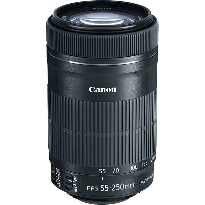 Canon EF-S 55-250mm f/4-5.6 Is STM Lens+ 58mm Filter &amp; Macro Kit &amp; Cleaning Kit for Canon T6s T6i T6 T5 Digital SLR Cameras