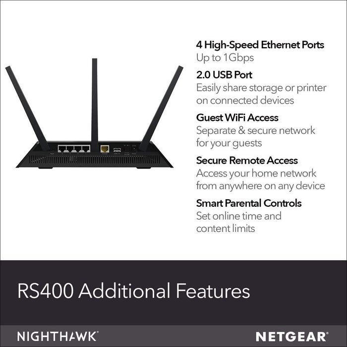 Netgear Nighthawk RS400 Wireless Router - 2.4 GHz / 5 GHz
