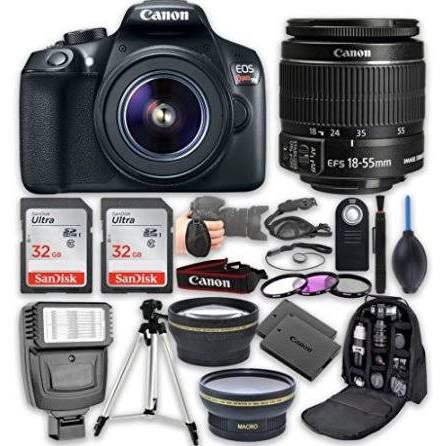 Canon EOS Rebel T6/2000d DSLR Camera with 18-55mm Lens with 2pc SanDisk Ultra 32GB Memory Cards Bundle