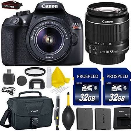 Canon EOS Rebel T6/2000d DSLR Camera with 18-55mm Lens 2pc High Speed 32GB Memory Cards UV Filter