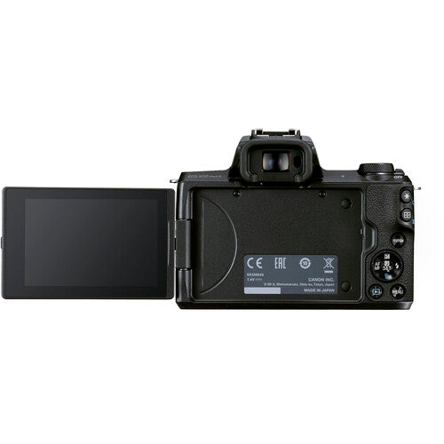 Canon EOS M50 Mark II Mirrorless Digital Camera with 15-45mm Lens (Black) Sandisk 64GB Memory Card Mega Bundle
