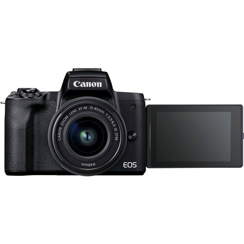 Canon EOS M50 Mark II Mirrorless Digital Camera with 15-45mm Lens (Black) Sandisk 64GB Memory Card Mega Bundle