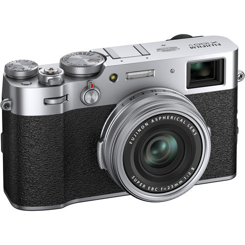 FUJIFILM X100V Digital Camera (Silver) with Sandisk 32GB Memory Card | Carrying Case | 2x Spare Batteries &amp; AC/DC Charger Bundle