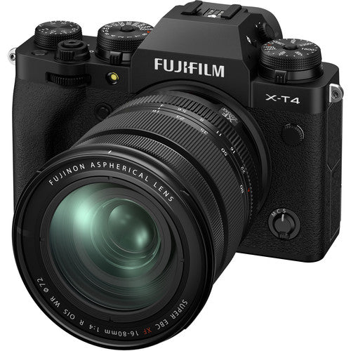 FUJIFILM X-T4 Mirrorless Digital Camera with 16-80mm Lens (Black) &amp; Vertical Battery Grip for X-T4, Cleaning Kit, Microfiber Cloth