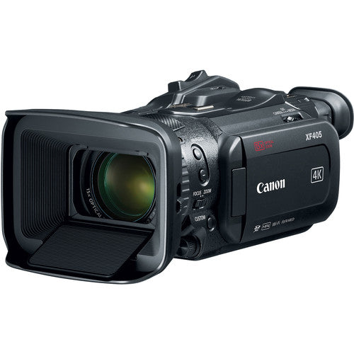 Canon XF405 UHD 4K60 Camcorder with Dual-Pixel Autofocus with 64GB Memory Card | BP-820 Replacement Lithium Ion Battery Bundle