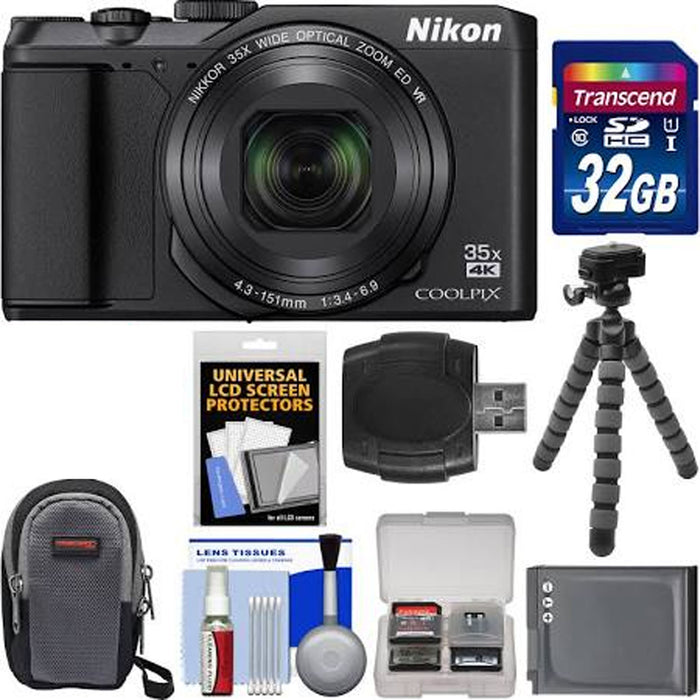 Nikon Coolpix A900 4K Wi-Fi Digital Camera (Black) with 32GB Card + Case +  Battery + Flex Tripod + Kit