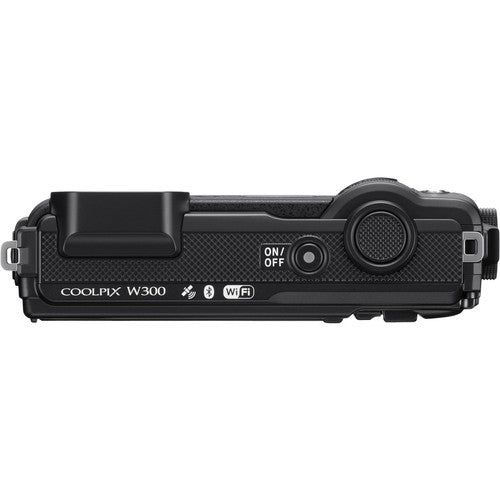 Nikon COOLPIX W300 Digital Camera (Black) with Sandisk 64GB Essential Package