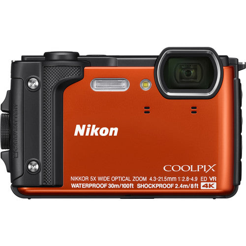Nikon COOLPIX W300 Digital Camera (Orange/Mix Colors) with 2X 64GB Memory Cards Spare Battery LED Light Bundle