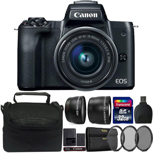 Canon EOS M50 Mirrorless Digital Camera with 15-45mm Lens (Black) 32 GB Accessory Kit