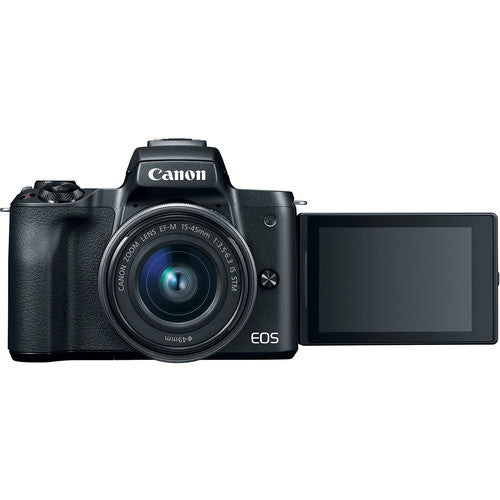 Canon EOS M50 Mirrorless Digital Camera with 15-45mm Lens (Black) and 64GB SD Card + Deluxe Photo Travel Bundle