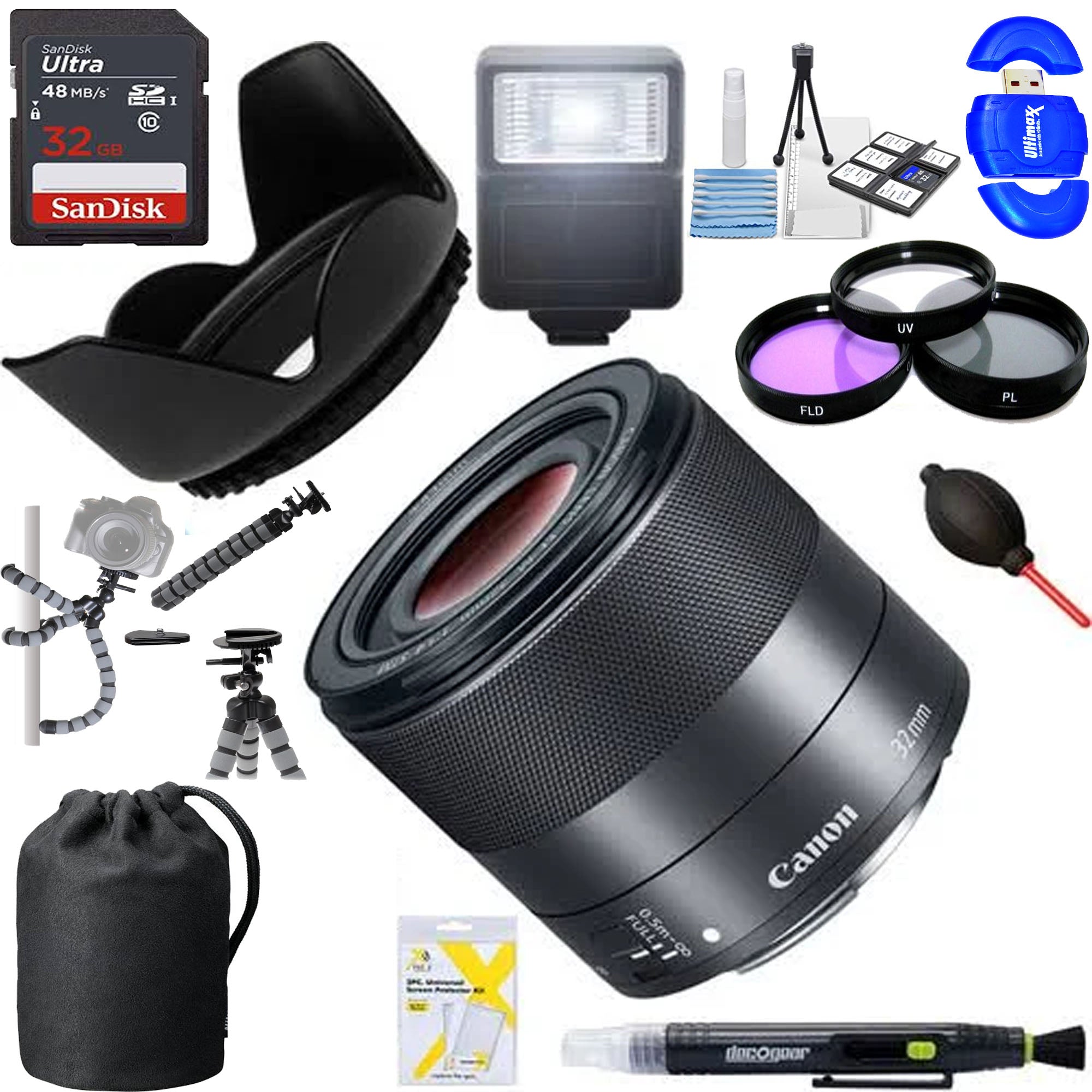 Canon EF-M 32mm f/1.4 STM Lens (2439C002) with 32GB Ultimate Kit NJ  Accessory/Buy Direct  Save