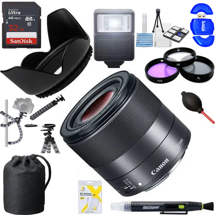 Canon EF-M 32mm f/1.4 STM Lens (2439C002) with 32GB Ultimate Kit