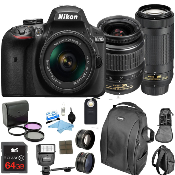 Best Buy: Nikon D3500 DSLR Video Two Lens Kit with AF-P DX NIKKOR 18-55mm  f/3.5-5.6G VR & AF-P DX NIKKOR 70-300mm f/4.5-6.3G ED Black 1588