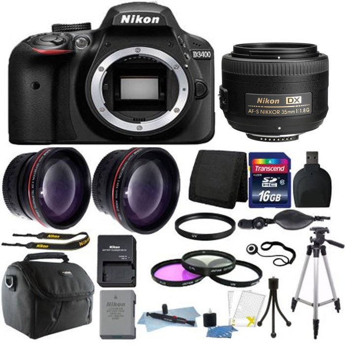 Nikon D3400/D3500 DSLR Camera with Nikon AF-S DX NIKKOR 35mm f/1.8G Lens   Additional Accessories NJ Accessory/Buy Direct  Save
