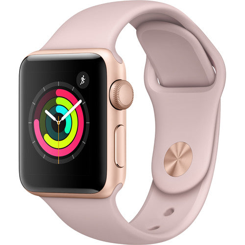 Apple Watch Series 3 38mm Smartwatch (GPS Only, Gold Aluminum Case, Pink Sand Sport Band) New Open Box