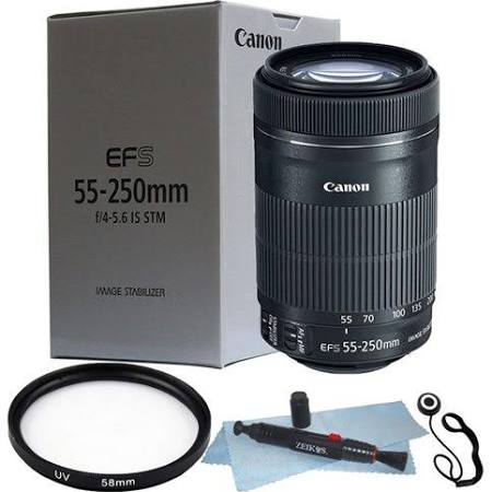 Canon EF-S 55-250mm f/4-5.6 IS STM Lens Lens with 58mm Accessory