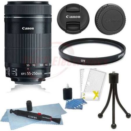 Canon EF-S 55-250mm f/4-5.6 IS STM Lens Kit w/ UV Filter Cleaner
