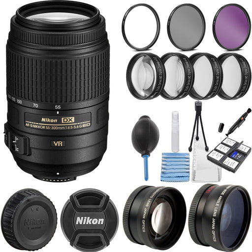 Nikon AF-S DX NIKKOR 55-300mm f/4.5-5.6G ED VR Lens with 58MM Essential Bundle