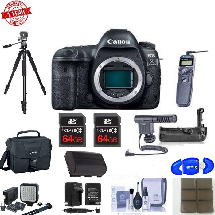 Canon EOS 5D Mark IV DSLR Body With Pro Accessory Microphone Bundle