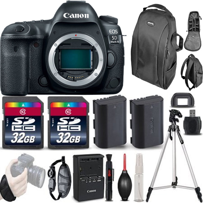 Canon EOS 5D Mark IV DSLR Camera (Body Only) with EXT Bat + Tripod - 64GB Deluxe Kit