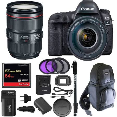 Canon EOS 5D Mark IV Camera w/ EF 24-105mm f/4L Is II USM Lens &amp; 64GB Bundle