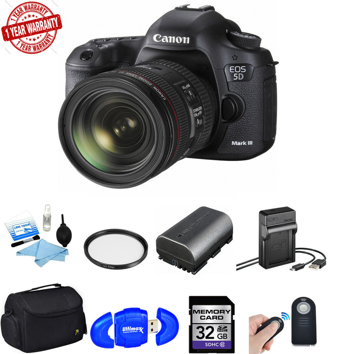 Canon EOS 5D Mark III / iV DSLR Camera Kit with Canon EF 24-70mm f/4L IS USM Bundle