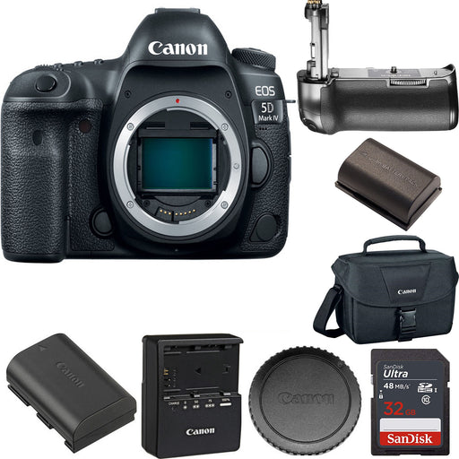 Canon EOS 5D Mark IV DSLR Camera (Body Only) with Battery Grip Starter Kit USA